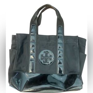 Black Tory Burch Ella Nylon & Patent Leather Tote 🖤